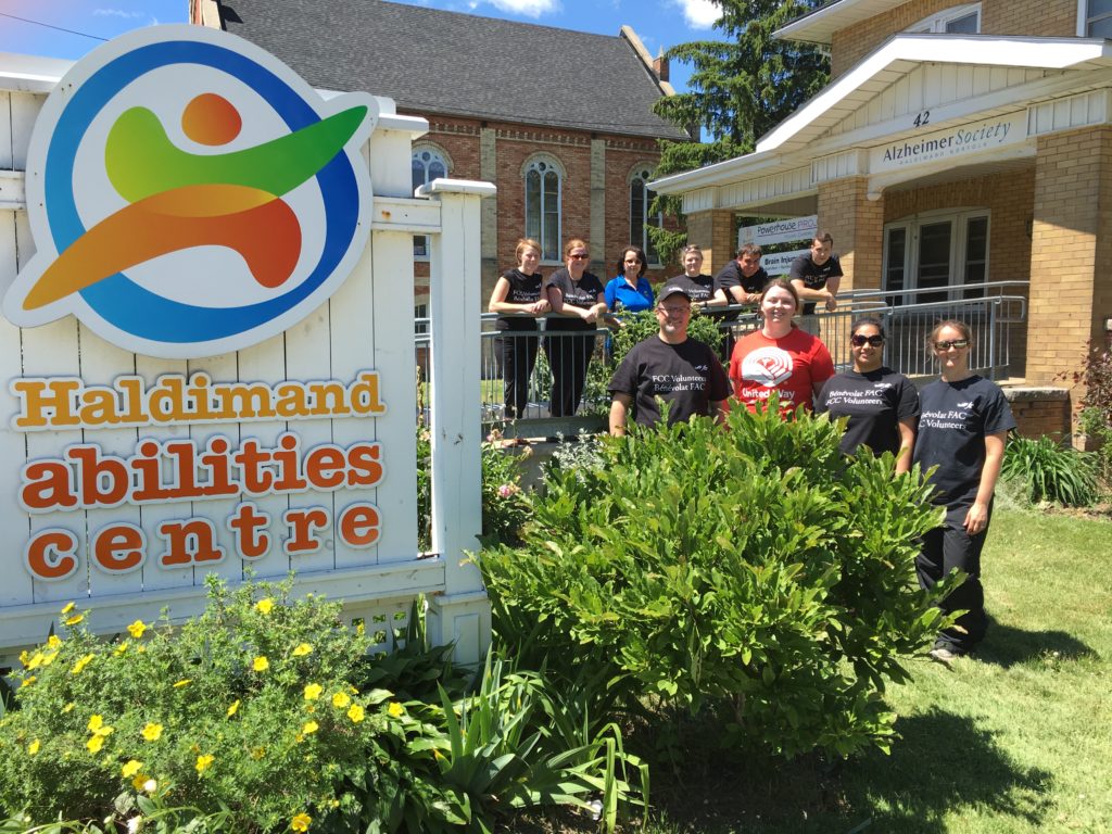 Volunteers from Farm Credit Canada visited the Haldimand Abilities Centre to help them beautify their sensory garden.